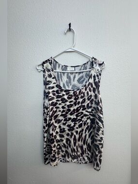 NWOT - Chico's Sequin Leopard Animal Print Knit Tank Top - Size 3 (XL / 16)
